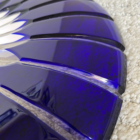 Ajka Crystal, Hungary, 12" Castille Blue serving plate  24% Pb0 - Picture 4 of 8